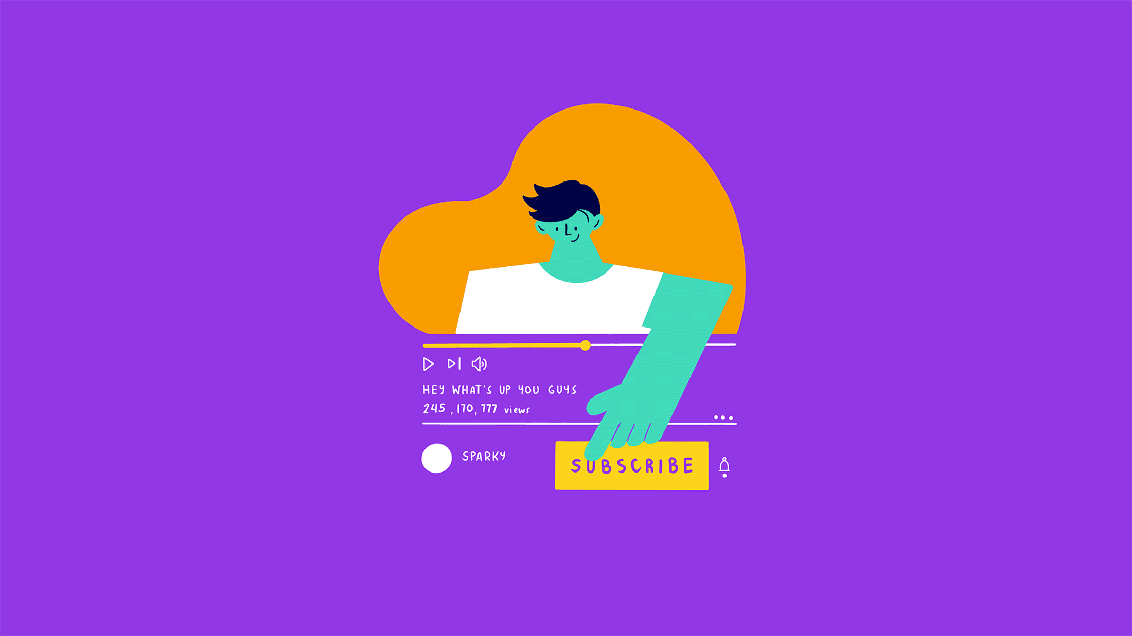 illustration of a youtuber pointing to the subscribe button for how to grow your youtube channel