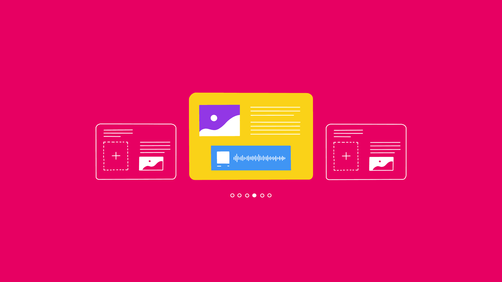 illustration of screens with media kit examples