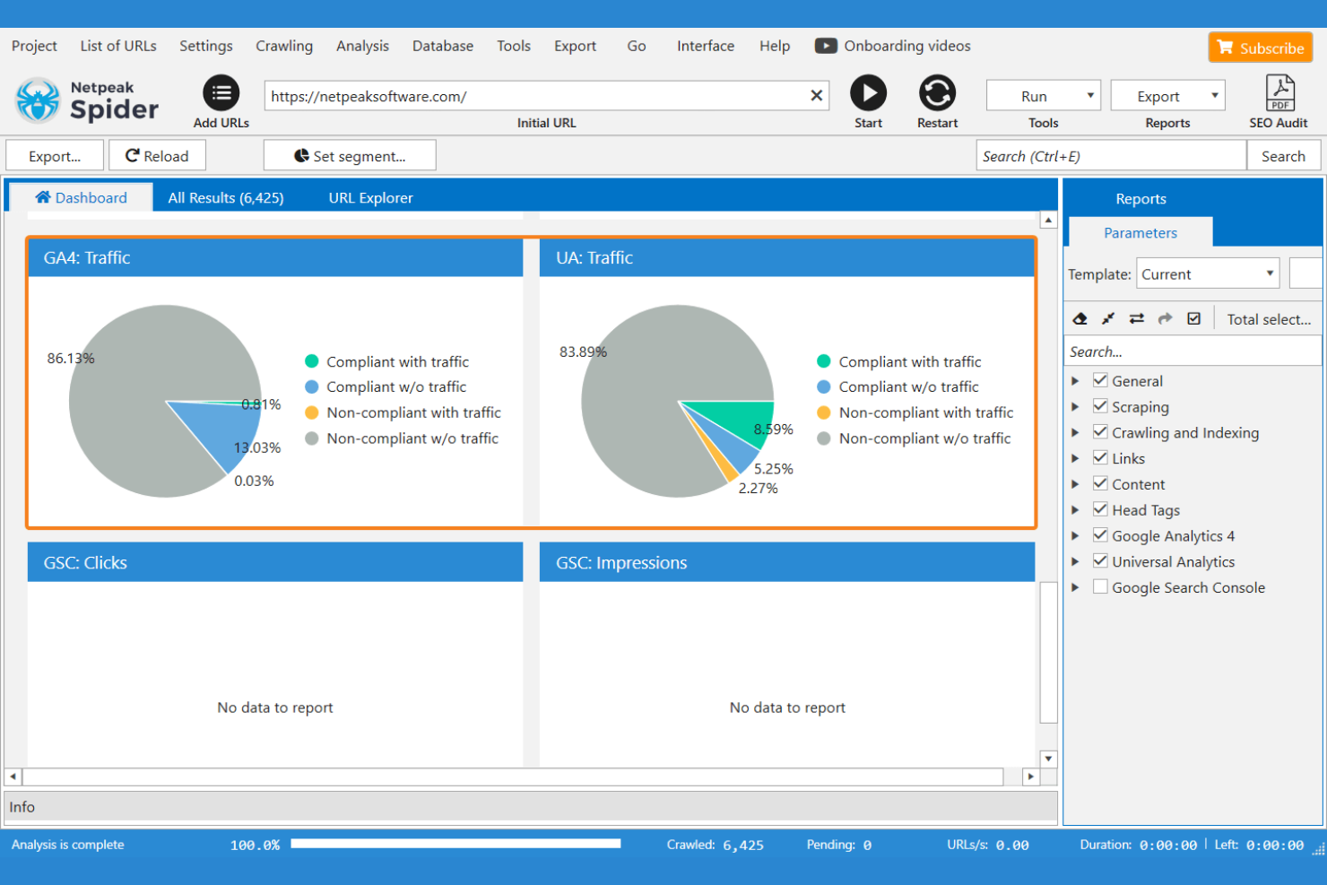 Netpeak Spider screenshot - 10 Beste SEO-Audit-Tools im 2026