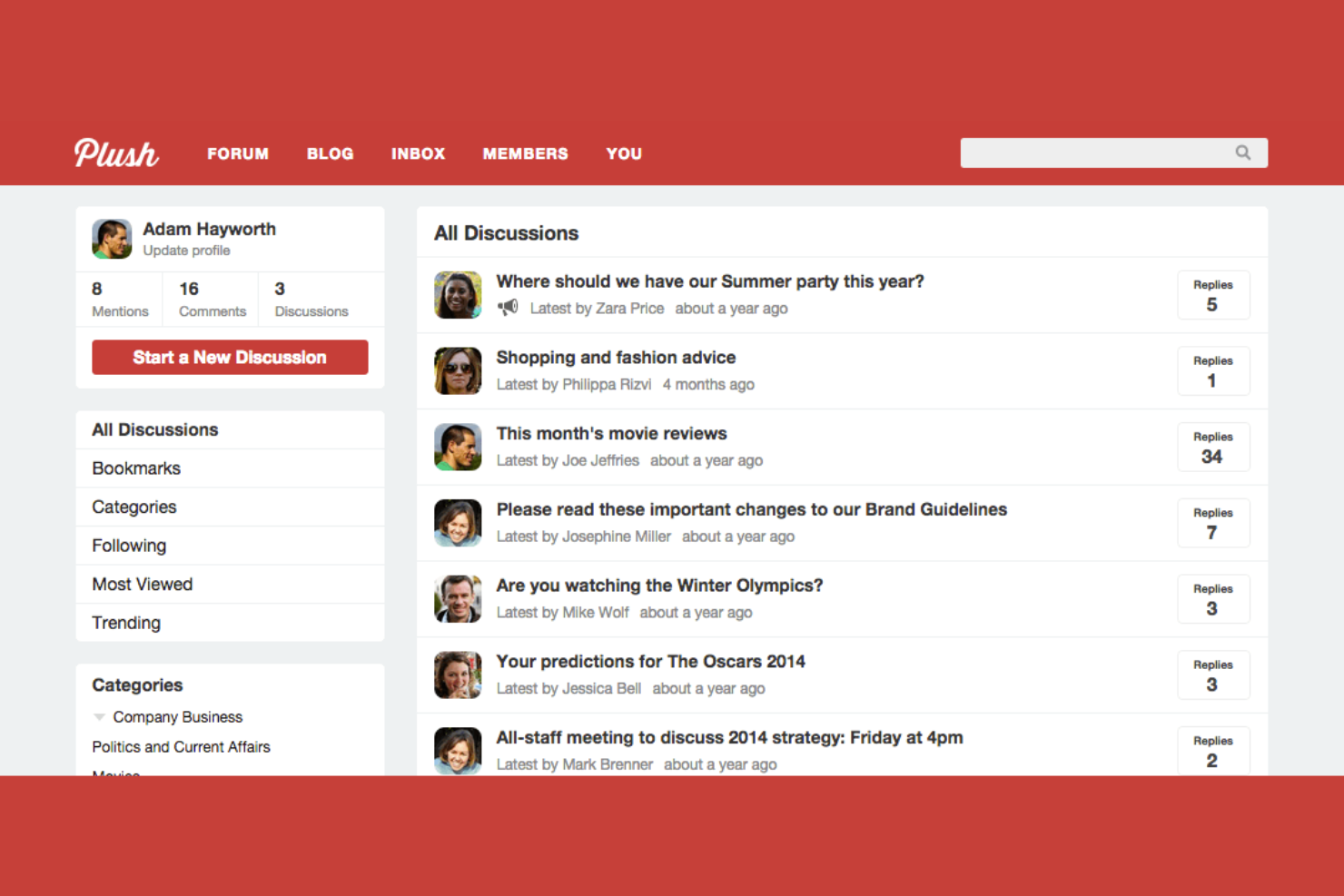 PlushForums screenshot - 10 mejores plataformas de software para comunidades en línea en 2026