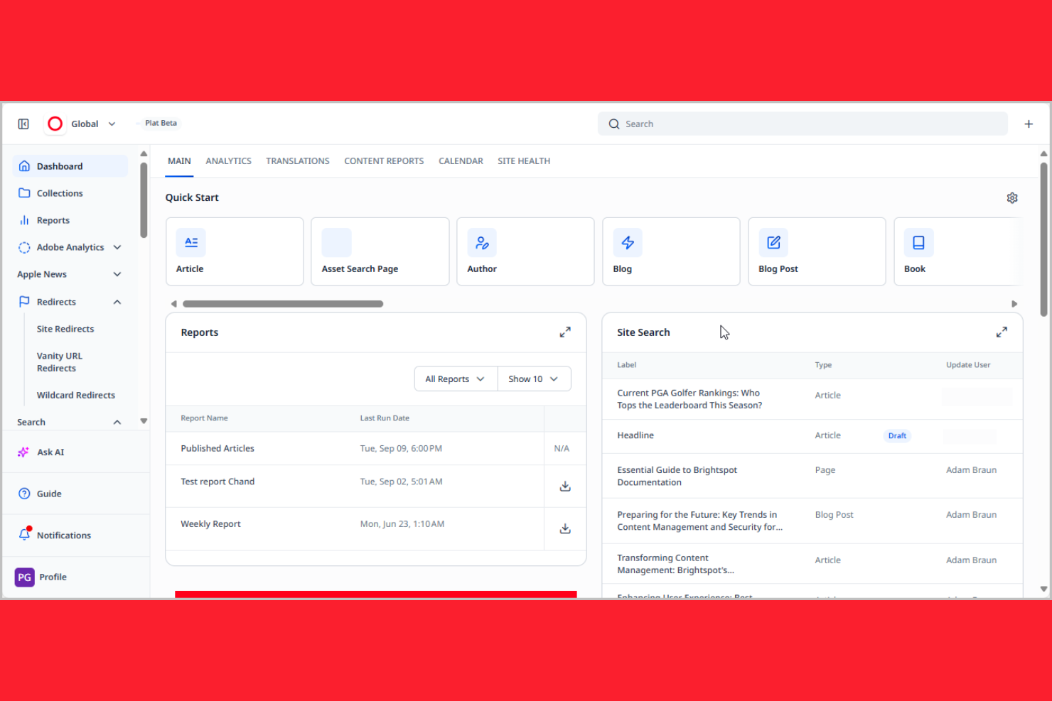 Brightspot screenshot - 10 migliori soluzioni di automazione dei contenuti nel 2026
