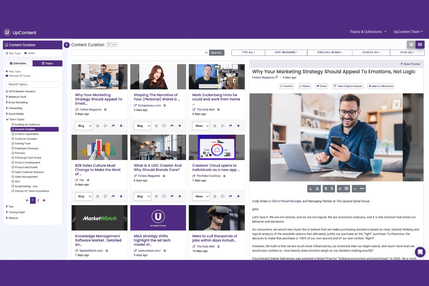 UpContent screenshot - 10 migliori soluzioni di automazione dei contenuti nel 2026