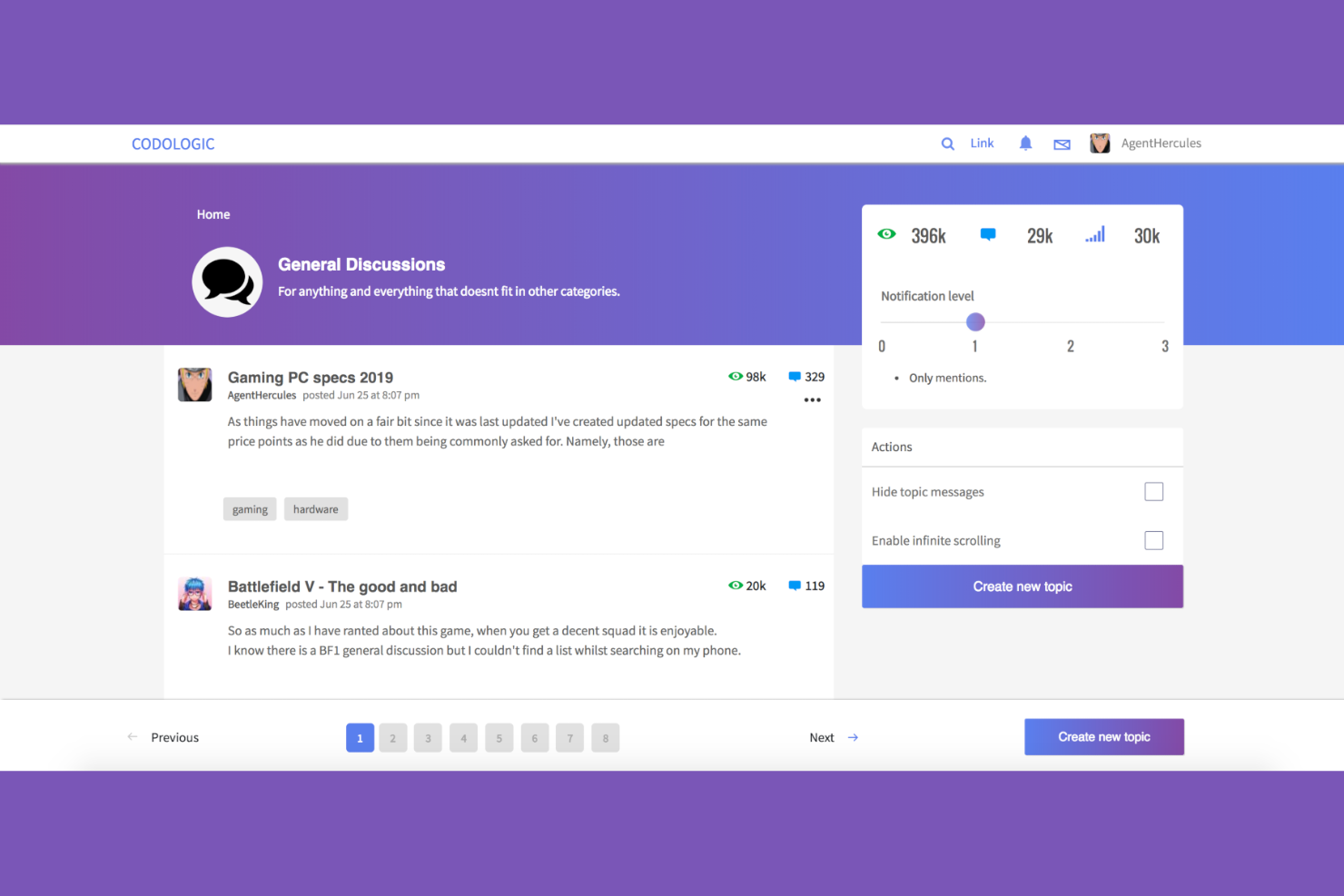 Codoforum screenshot - 10 migliori piattaforme per forum della comunità nel 2026