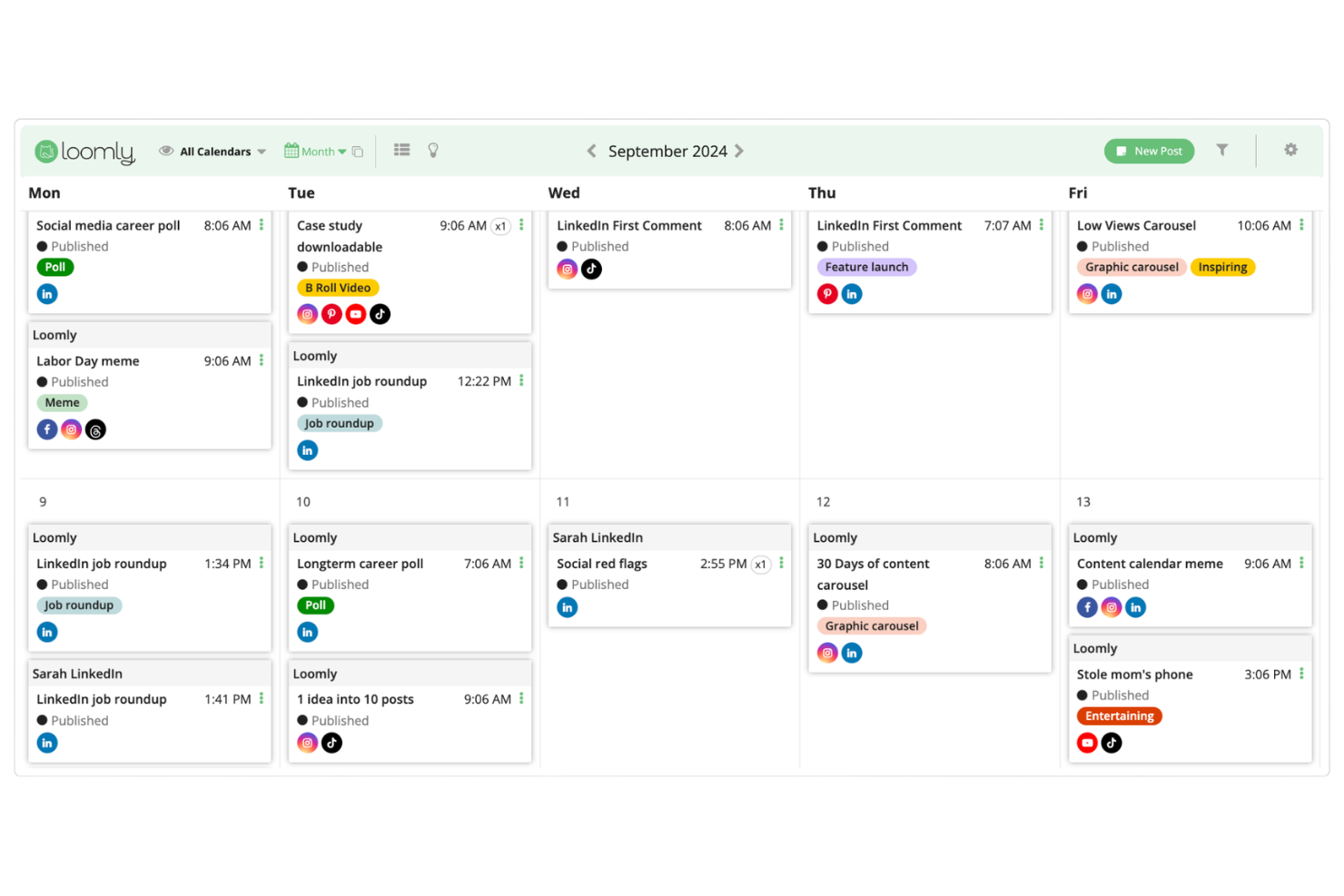 Loomly screenshot - 10 Migliori Software per la Pianificazione dei Contenuti nel 2026