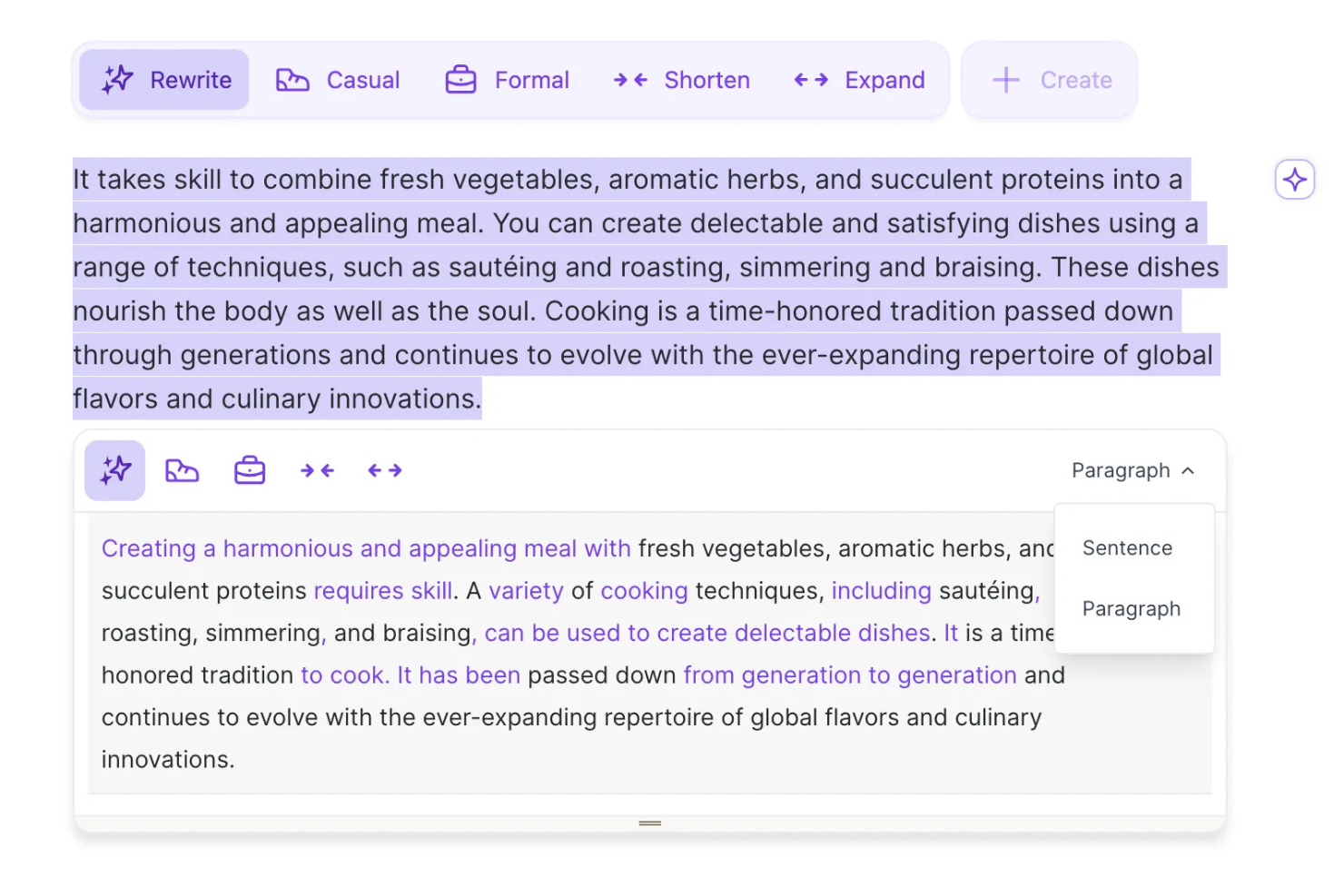 Wordtune screenshot - 10 migliori software per la scrittura di contenuti nel 2026