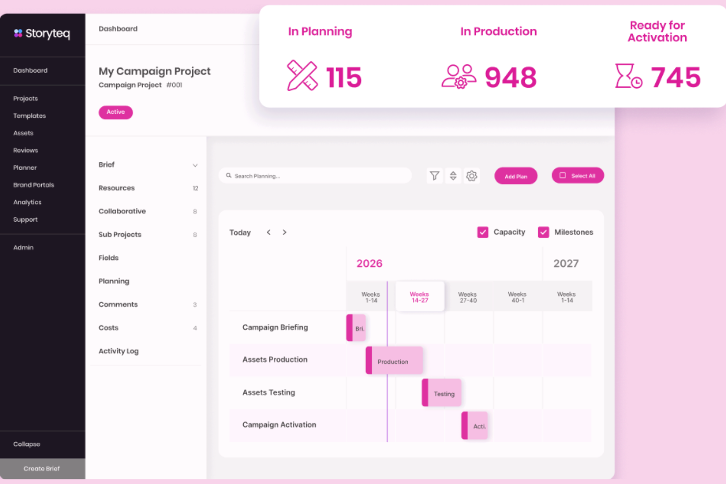 Storyteq screenshot - 10 Migliori Piattaforme di Gestione Creativa nel 2026
