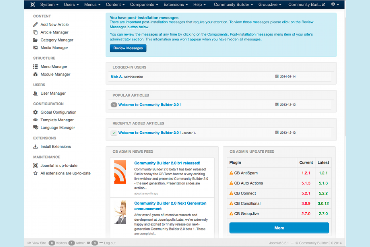 Joomla screenshot - 10 migliori software per creare comunità nel 2026
