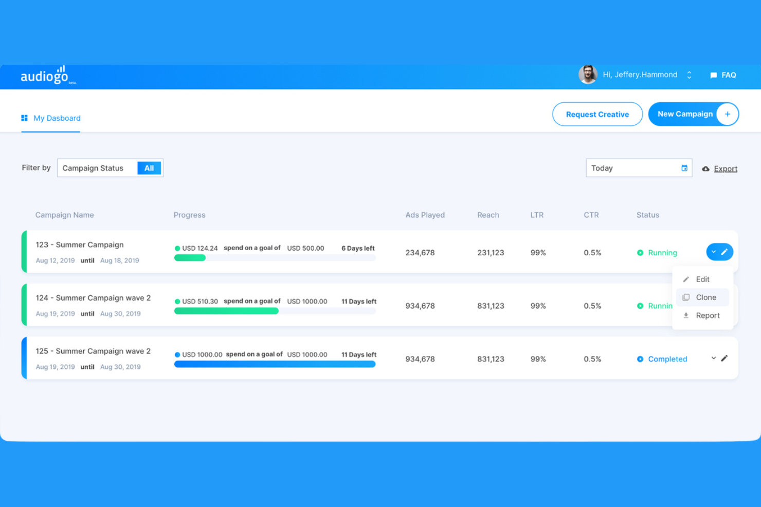 AudioGO screenshot - 10 migliori software per la pubblicità audio nel 2026
