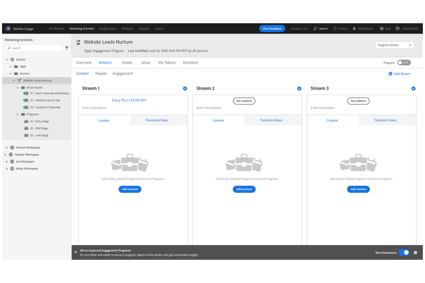 Adobe Marketo Engage screenshot - 10 Migliori software per contenuti nel 2026