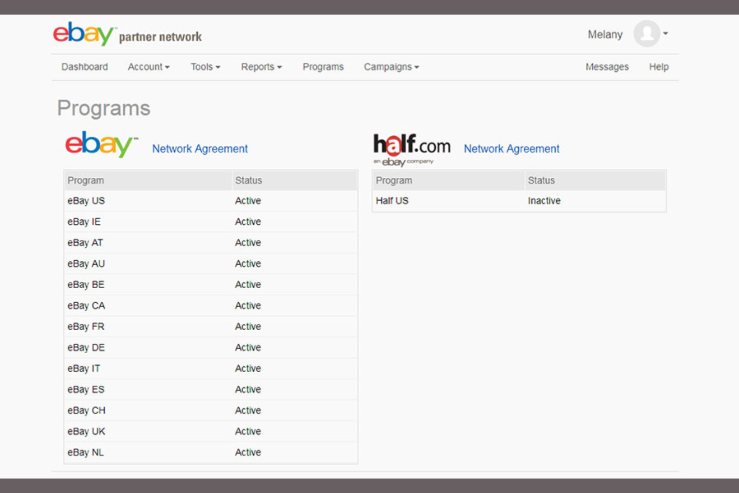 eBay Partner Network screenshot - 10 migliori reti di affiliazione nel 2026