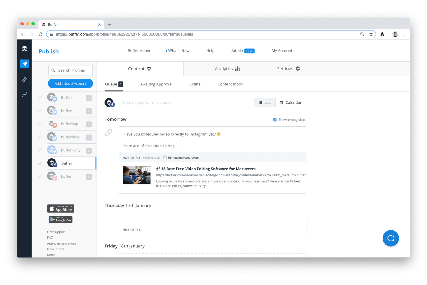 Buffer screenshot - 10 Best Content Marketing Software in 2026