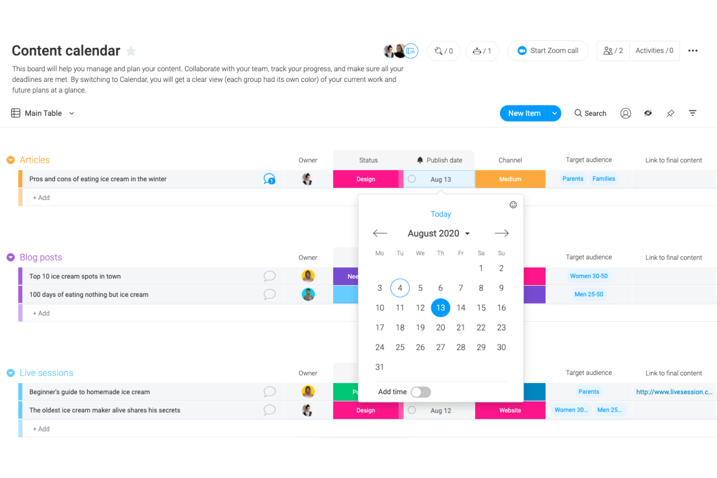 monday.com screenshot - 10 Best Content Marketing Software in 2026