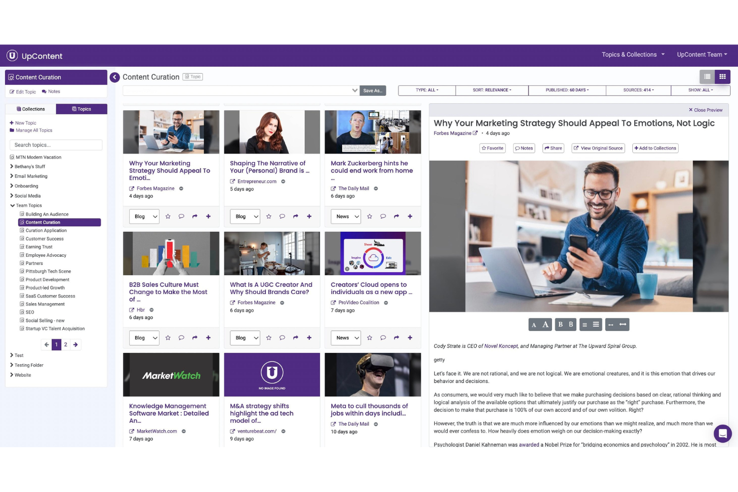 UpContent screenshot - 9 Best Content Curation Software in 2026