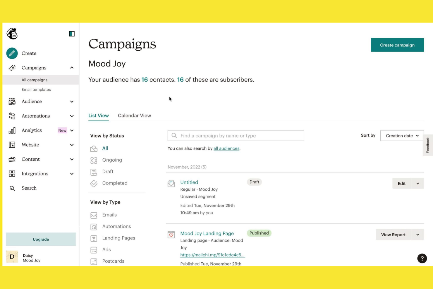 Mailchimp screenshot - 10 Best Social Media Advertising Software in 2026
