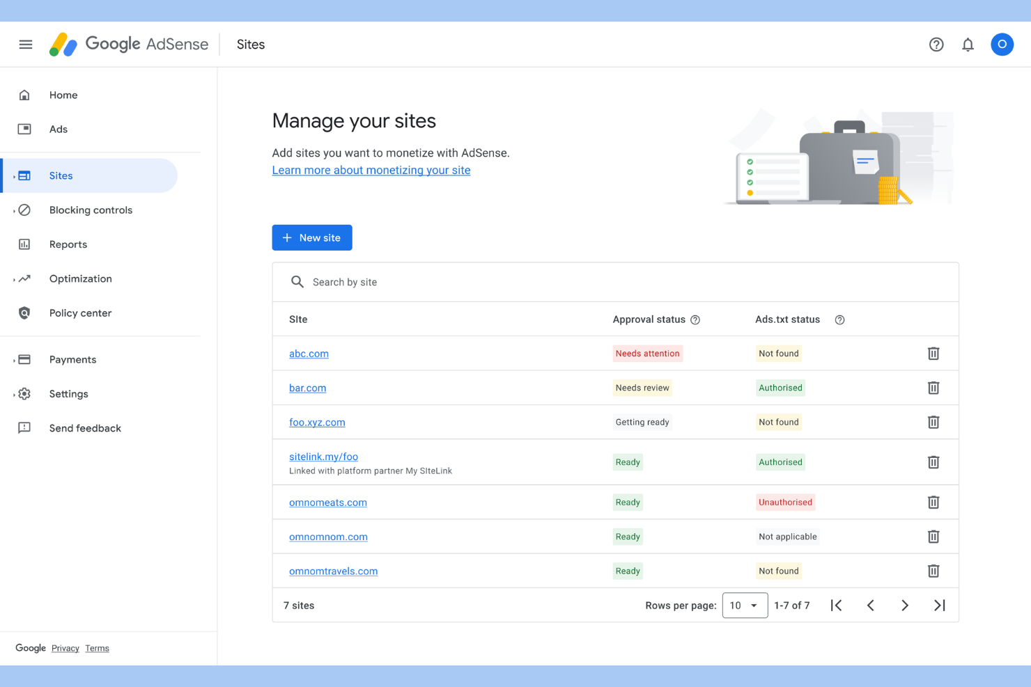Google AdSense screenshot - 10 Best Video Advertising Networks in 2026