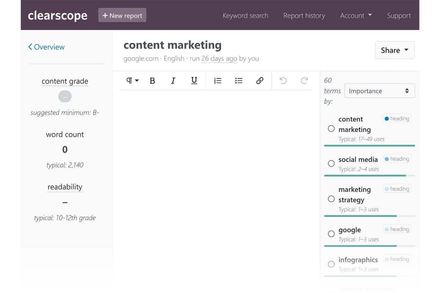 Clearscope screenshot - 10 Best Website Content Optimization Software For 2026