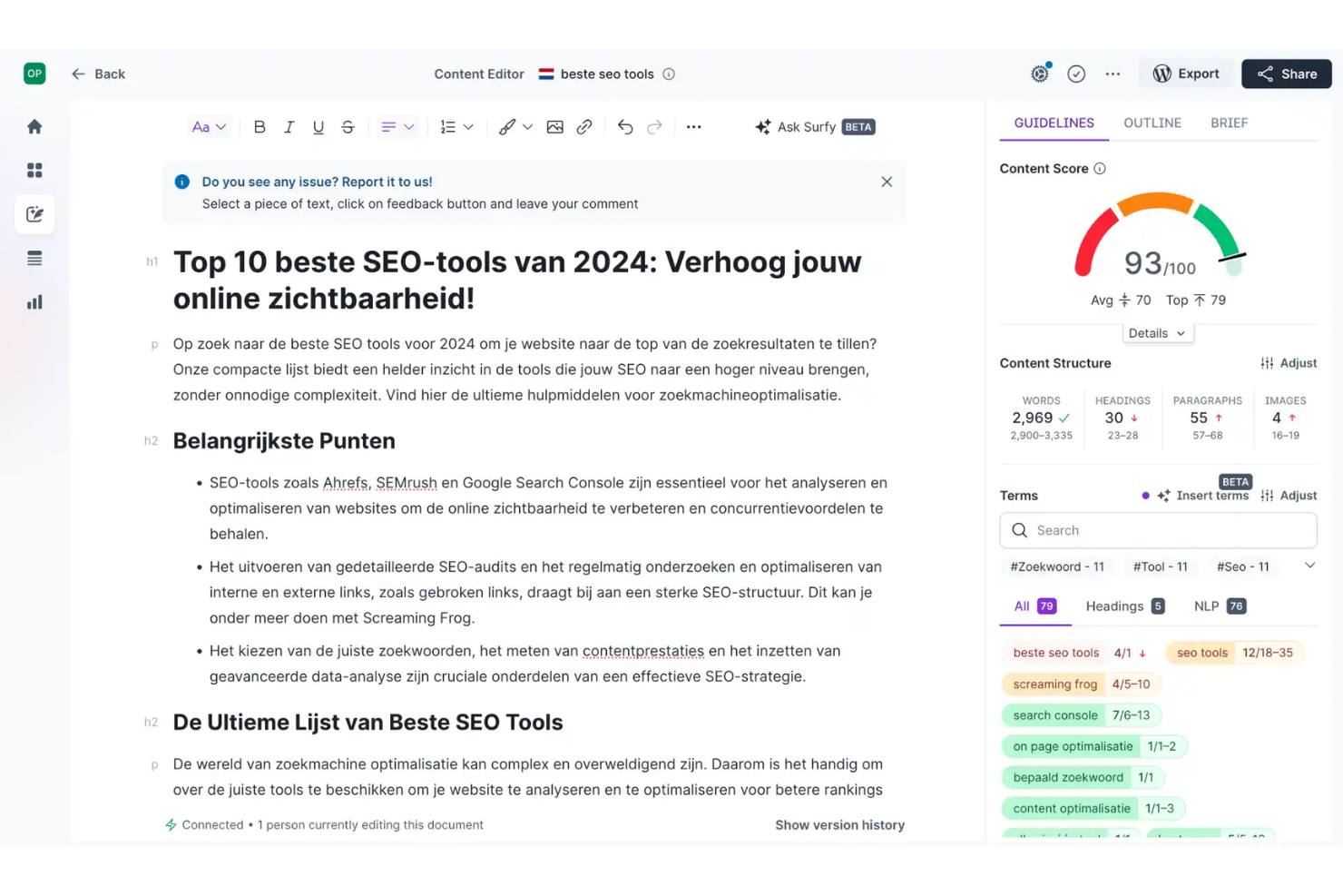 Surfer screenshot - 10 Best Website Content Optimization Software For 2026