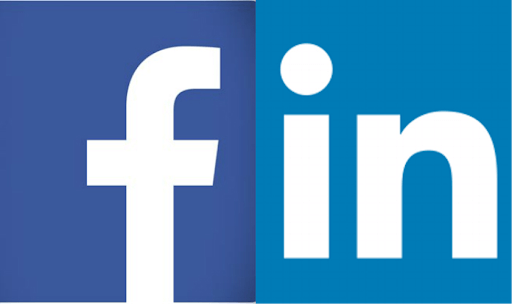 a graphic of the facebook and linkedin logos side by side