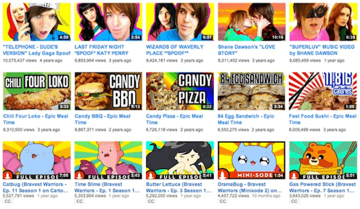 a screenshot of YouTube thumbnail examples