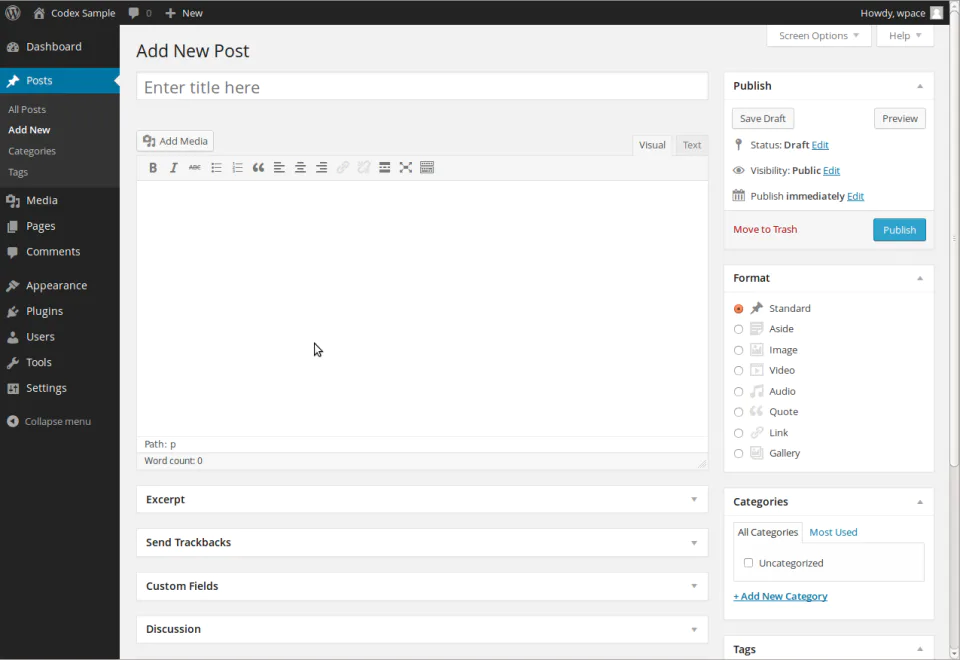 WordPress Content Software Screenshot