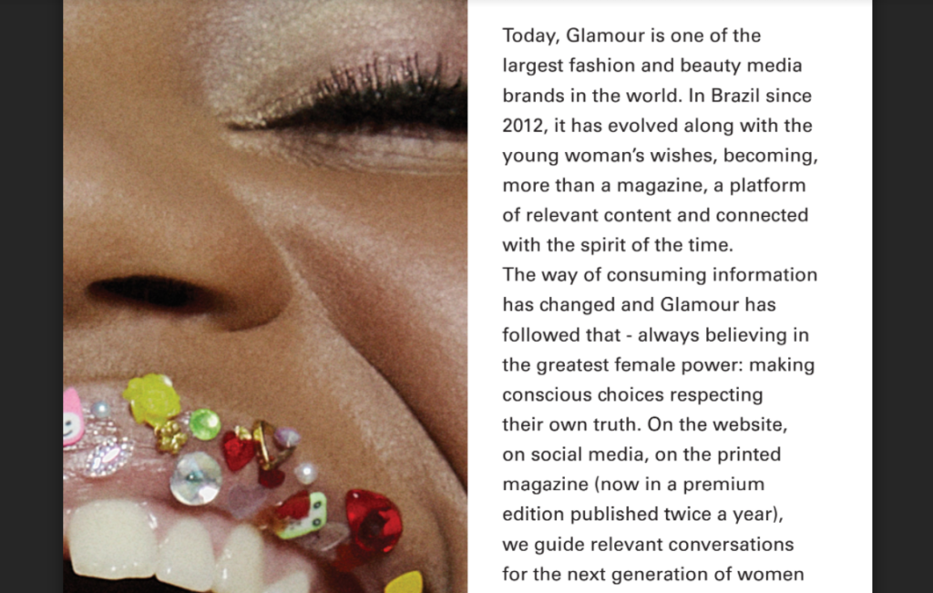 Glamour Magazine media kit screenshot