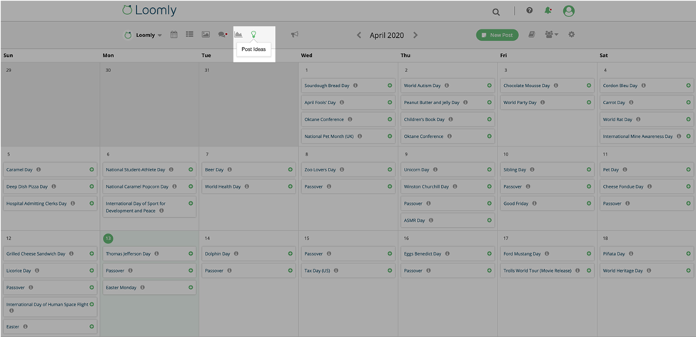 loomly content calendar software screenshot