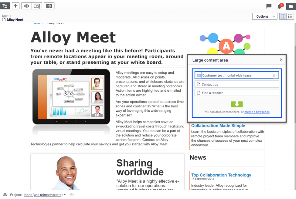 optimizely online publishing platforms screenshot