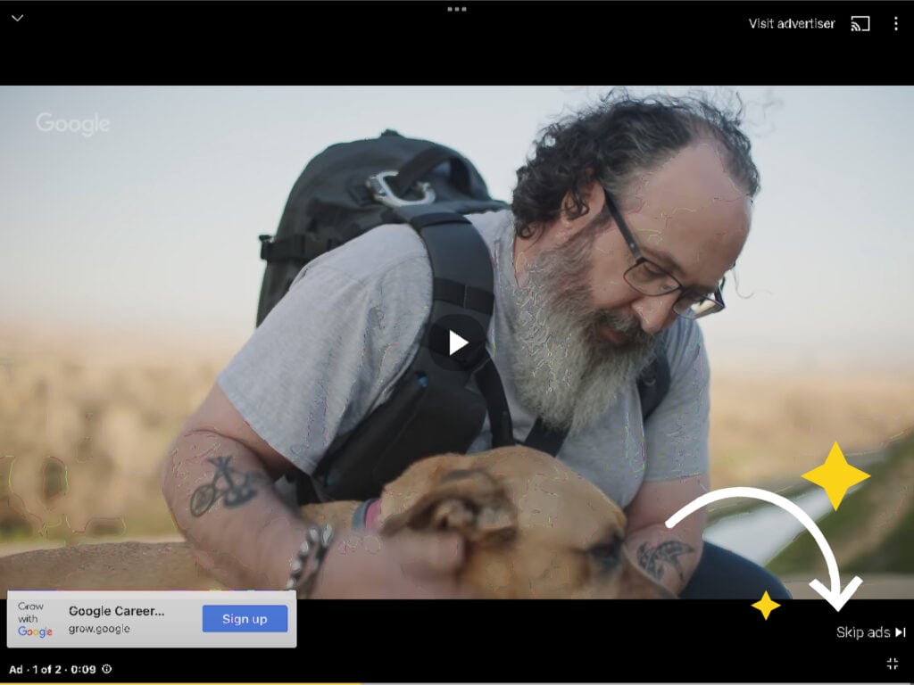 video advertising skippable streaming ads screenshot