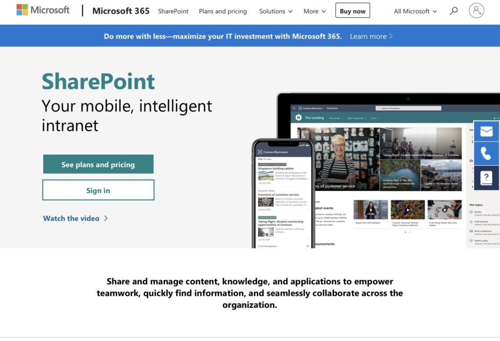 microsoft sharepoint screenshot