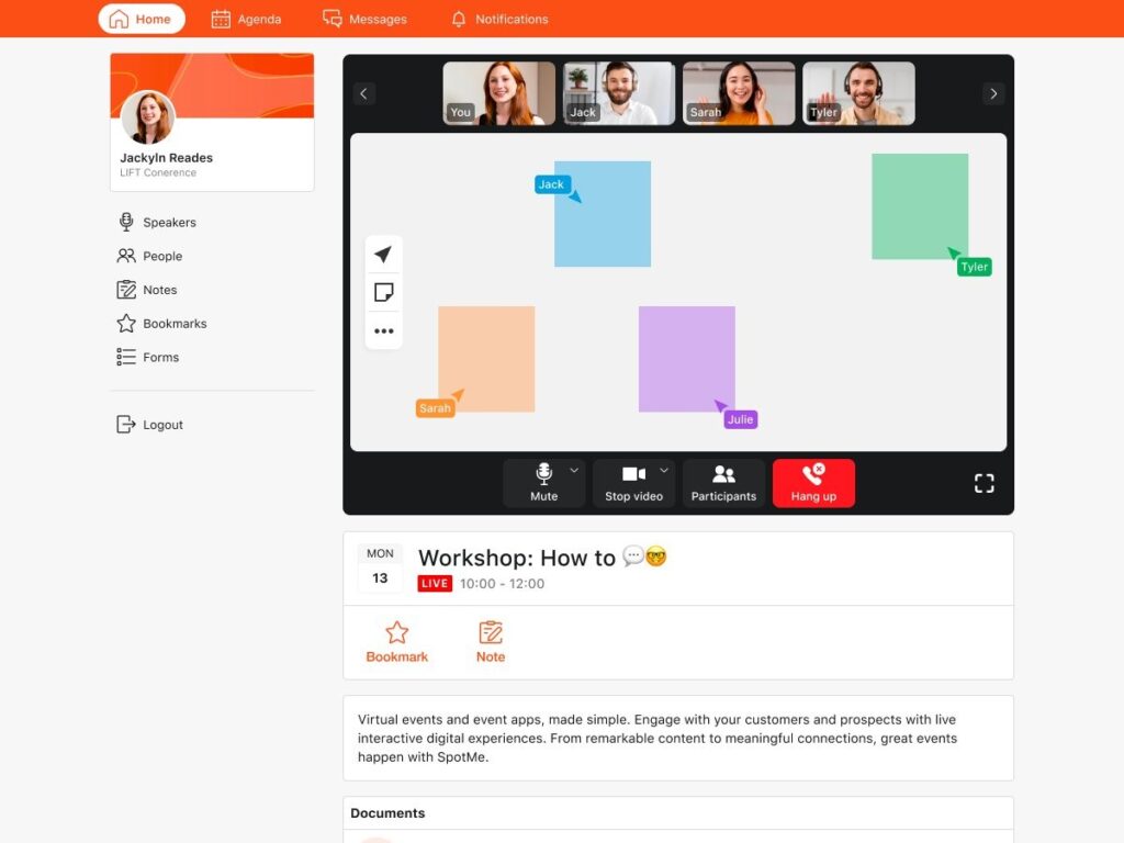 spotme virtual event platforms screenshot